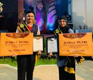 Andryan Fajar Riski dan Bintang Zaura Juara Duta Pelajar Sadar Hukum Provinsi Aceh Tahun 2020