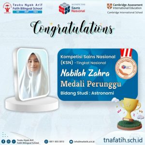 Nabilah Zahra Sabet Medali Perunggu Pada Kompetisi Sains Nasional 2021