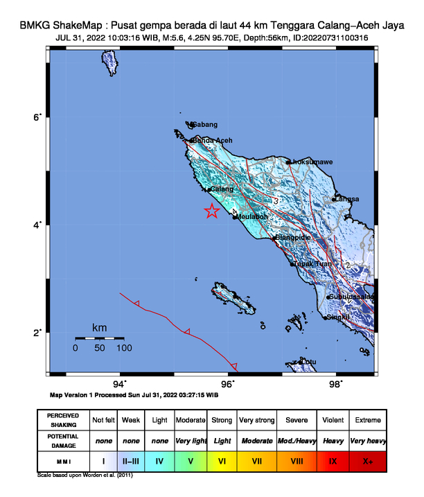Aceh Jaya Diguncang Gempa 5,6 Skala Richter